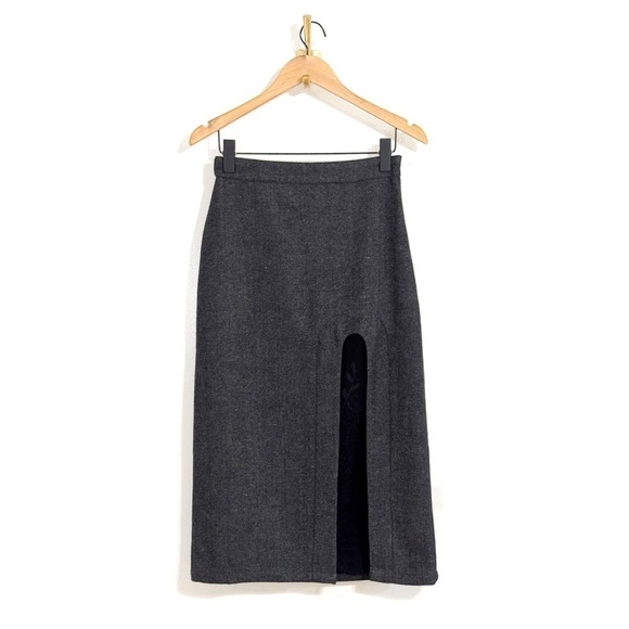 NWT SEA New York Midi Lace-Trimmed Lucas Herringbone Suiting Skirt - Picture 2 of 8